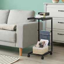 Load image into Gallery viewer, Adjustable C Table Side Table Bedroom Rolling End Table w/ Storage Basket Shelf