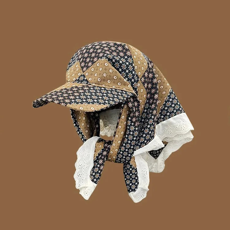 Women's Hats Spring Seaside Vacations French Sweet Cute Girls Outdoor Headscarves With Straps Baseball Caps Funny Fashion Hats