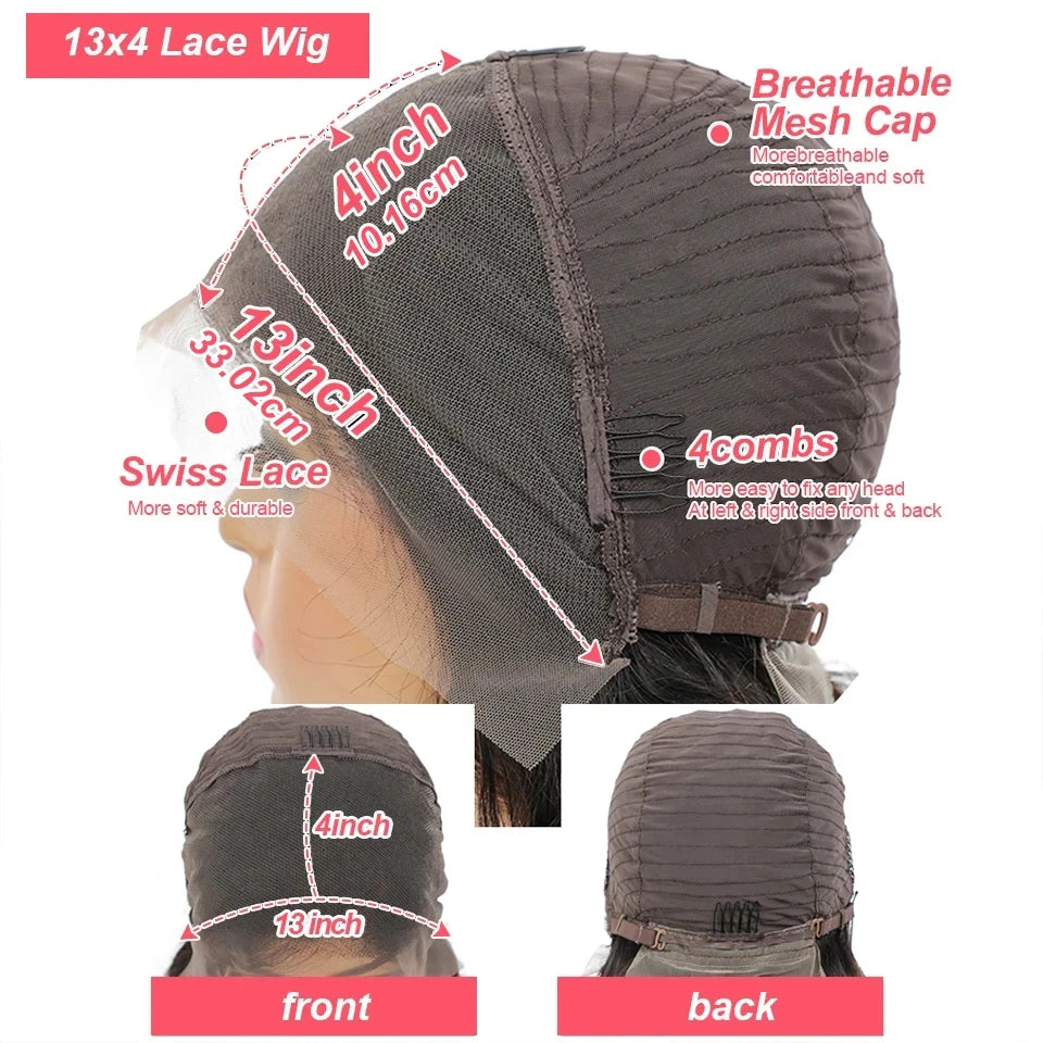 13x4 Chocolate Brown Lace Front Human Hair Wigs For Women Pre Plucked Transparent Colored Lace Frontal Short Bob Wig Human Hair