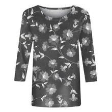 Load image into Gallery viewer, Female Clothing Delicate Fashion Shirts Floral Round Neck 3/4 Sleeves Printed Summer Women Pullover Daily Wear Vetement Femme