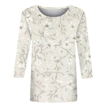 Load image into Gallery viewer, Female Clothing Delicate Fashion Shirts Floral Round Neck 3/4 Sleeves Printed Summer Women Pullover Daily Wear Vetement Femme