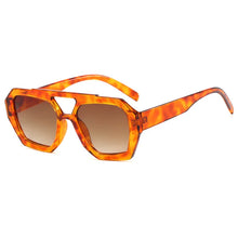 Load image into Gallery viewer, Vintage Square Sunglasses for Women Men Thick Frame Double Bridges Eyewear Female Fashion Chic Polygon Sun Glasses Leopard Blue