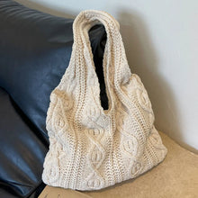Load image into Gallery viewer, Wool Knitted Shoulder Shopping Bag for Women Vintage Cotton Cloth Girls Tote Shopper Bag Large Female Handbag Crochet Bag