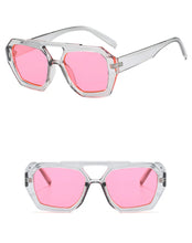 Load image into Gallery viewer, Vintage Square Sunglasses for Women Men Thick Frame Double Bridges Eyewear Female Fashion Chic Polygon Sun Glasses Leopard Blue