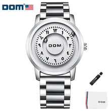 Load image into Gallery viewer, DOM 1769 Man Watch Creative Silver Stainless Steel Scrolling Beads Quartz Watches for Men Male Magnetic Force Life Waterproof
