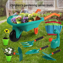 Load image into Gallery viewer, WizKidz Kids Gardening Tool Set with Wheelbarrow Watering Can Gloves Rake Shovel Trowel Double Hoe Apron Boys Girls Outdoor Toys