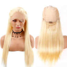 Load image into Gallery viewer, #613 Blonde Color Straight Transparent Lace Frontal Human Hair Wigs13x6 Lace Frontal Wigs For Women With Baby Hair 180% Density