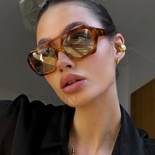 Load image into Gallery viewer, Vintage Square Sunglasses for Women Men Thick Frame Double Bridges Eyewear Female Fashion Chic Polygon Sun Glasses Leopard Blue
