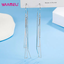 Load image into Gallery viewer, 925 Sterling Silver Earrings Fashion Jewelry Simple Geometric Tassel Long Box Chain Thread Pendientes Ear Decoration Ornaments