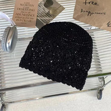 Load image into Gallery viewer, Women's Retro Literary Knitted Hat Spring and Autumn Thin Hollow Woolen Hat Handmade Woven Hat Fashion Hats for Women Lady Cap