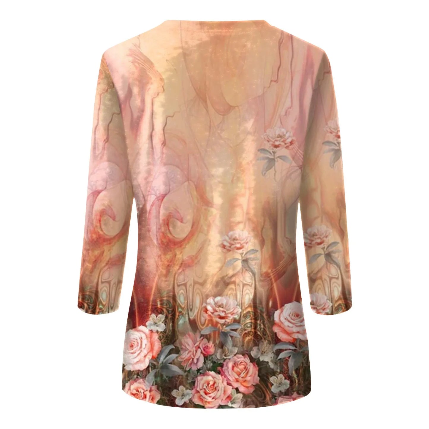 Women's Clothing T-shirt Fashion Casual Round Neck 3/4 Sleeve Loose Printed T-shirt Ladies Top Louse Beautiful Girls T-shirt