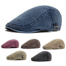 Load image into Gallery viewer, New Vintage Cotton Beret Men Women Fashion Flat Visor Cap Casual Autumn Berets Retro Newsboy Hat Summer Unisex Adjustable