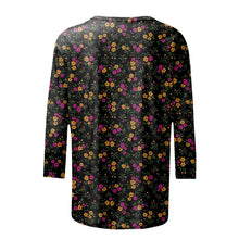 Load image into Gallery viewer, Female Clothing Delicate Fashion Shirts Floral Round Neck 3/4 Sleeves Printed Summer Women Pullover Daily Wear Vetement Femme