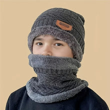 Load image into Gallery viewer, Kids Warm Knitted Hat Scarf Set Children Autumn Winter Hat Soft Knitted Cap Bonnet Infant Kids Hat For Boys Girls