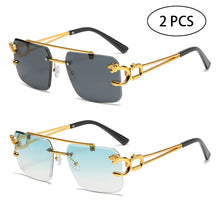 Load image into Gallery viewer, Fashion Rimless Square Double Bridge Sun Glasses Vintage Women Men Sunglasses UV400