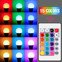 Load image into Gallery viewer, RGB Neon Light E27 Multi Color Lamp 220V LED Colorful Bulb With IR Remote Control 20W 25W LED Holiday Decoration