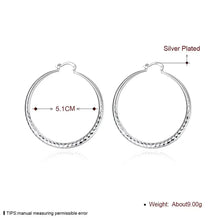 Load image into Gallery viewer, Charms fine 925 Sterling Silver 5CM circle hoop Earrings for Women fashion Pretty wedding party Jewelry Holiday gifts