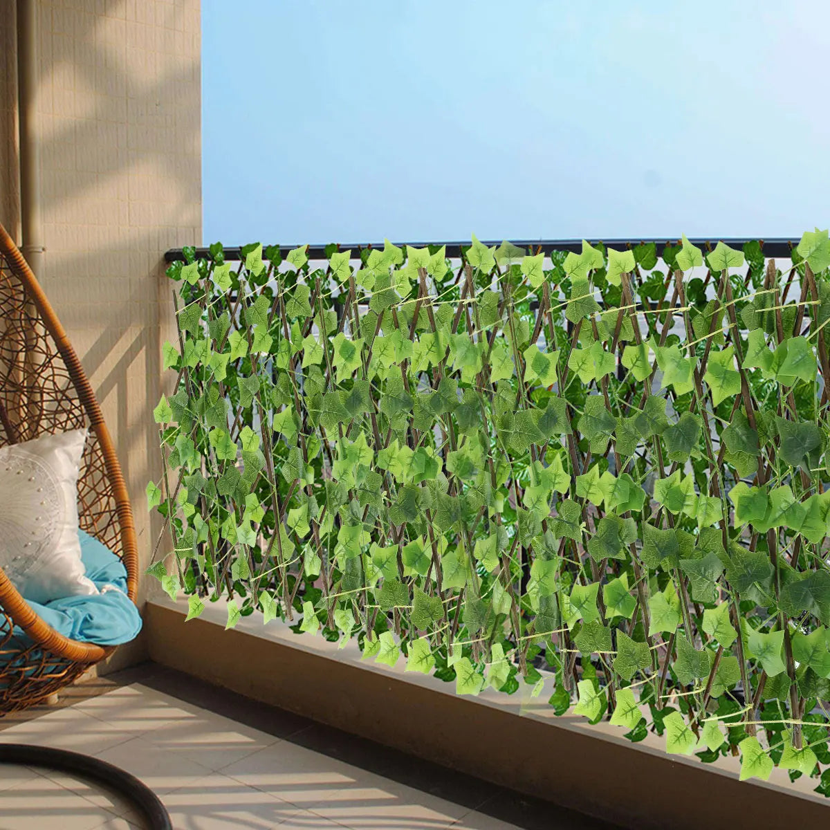Garden Screening Expanding Trellis Artificial Leaf Privacy Fence Faux Plants Ivy Fence Artificial Faux Ivy Leaves Wooden Fence
