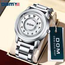 Load image into Gallery viewer, DOM 1769 Man Watch Creative Silver Stainless Steel Scrolling Beads Quartz Watches for Men Male Magnetic Force Life Waterproof