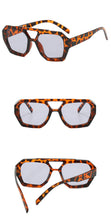 Load image into Gallery viewer, Vintage Square Sunglasses for Women Men Thick Frame Double Bridges Eyewear Female Fashion Chic Polygon Sun Glasses Leopard Blue