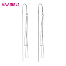Load image into Gallery viewer, 925 Sterling Silver Earrings Fashion Jewelry Simple Geometric Tassel Long Box Chain Thread Pendientes Ear Decoration Ornaments