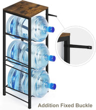 Load image into Gallery viewer, Water bottle rack 5 gallons (approximately 15.7 liters) water cooler kettle rack 3 layers water bottle storage rack with storage