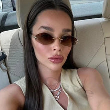Load image into Gallery viewer, Fashion Small Polygonal Sunglasses for Women Luxury Brand Rmless Brown Rhombus Sun Glasses Woman Vintage Metal Shades Eyewear