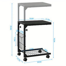 Load image into Gallery viewer, Adjustable C Table Side Table Bedroom Rolling End Table w/ Storage Basket Shelf