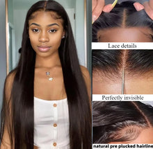 Load image into Gallery viewer, 360 Transparent 13x6 Lace Front Human Hair Wigs Brazilian 360 Straight Lace Frontal For Women PrePlucked 5x5 Closure Wig
