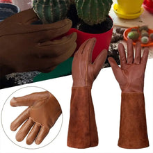 Load image into Gallery viewer, Garden Industrial Protective Work Gloves Long Tube Gardening Safety Working Gloves Leather Breathable Gauntlet Pruning Gloves
