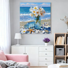 Load image into Gallery viewer, HUACAN Diamond Painting Daisy Flower Diamond Mosaic Art Kits Seaside Beach Handmade Home Wall Art Decoration
