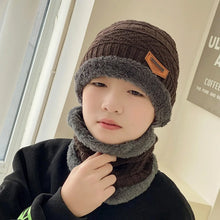 Load image into Gallery viewer, Kids Warm Knitted Hat Scarf Set Children Autumn Winter Hat Soft Knitted Cap Bonnet Infant Kids Hat For Boys Girls
