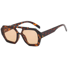 Load image into Gallery viewer, Vintage Square Sunglasses for Women Men Thick Frame Double Bridges Eyewear Female Fashion Chic Polygon Sun Glasses Leopard Blue