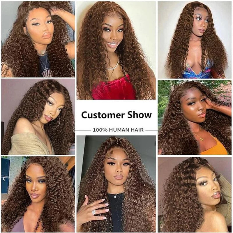 13X6 Chocolate Brown Lace Front Wig Water Wave Wet And Wavy Lace Front Wigs Human Hair Curly Glueless Pre Plucked Bleached Knots