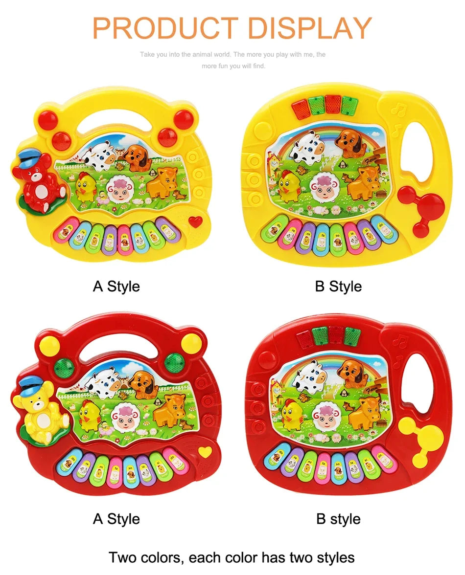 Kids Cartoon Piano Keyboard Game with Animal Sounds Flashing Light Music Baby Instrument Music Toys Educational Toys Kids Gifts