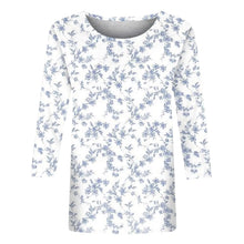 Load image into Gallery viewer, Female Clothing Delicate Fashion Shirts Floral Round Neck 3/4 Sleeves Printed Summer Women Pullover Daily Wear Vetement Femme