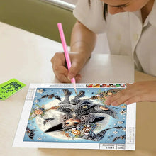 Load image into Gallery viewer, 1 set of Halloween witch themed diamond painting set, DIY 5D color irregular crystal diamond partially inlaid painting design