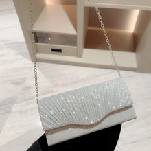 Load image into Gallery viewer, Women Lady Female Silver Evening Dinner Clutch Shiny Elegant Bag Shoulder Bag Handbag Glitter Purse Party Wedding Handheld Bag
