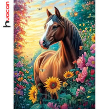 Load image into Gallery viewer, 5D DIY Diamond Painting Horse Flower Diamond Mosaic Animal New Collection Decorative Paintings