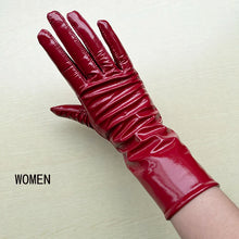 Load image into Gallery viewer, Long Gloves For Women Spring Winter Male Patent Leather Fashion Catwalk Motorcycle Riding Luvas Brilliant Warm Arm Warmer Gants