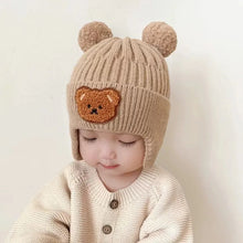 Load image into Gallery viewer, Baby Wool Hat Cute Bear Ear Protection Hat Children Winter Thickened Warm Knitted Korean Version Of The Baby Hat