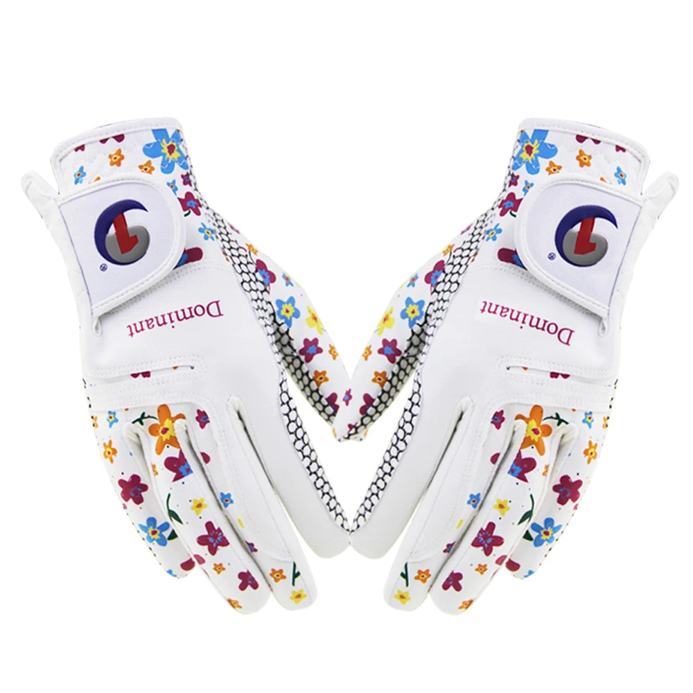 1Pair Golf Gloves for Women PU Leather Soft Fit Sport Grip Durable Gloves Anti-skid Breathable Sports Gloves