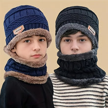 Load image into Gallery viewer, Kids Warm Knitted Hat Scarf Set Children Autumn Winter Hat Soft Knitted Cap Bonnet Infant Kids Hat For Boys Girls