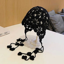 Load image into Gallery viewer, Vintage Handmade Knitted Hats for Women Solid Crochet Caps Crocheted Hat Beanies Caps Thin Hollow Spring Travel Concave Strap