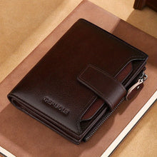 Load image into Gallery viewer, Wallet men's genuine leather 2024 new money bag short clip men's silver wallet card holder large capacity