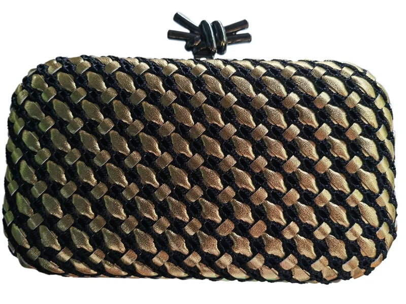 Woven Clutch Bag for Women Formal Party Contrast Color Microfiber Thread Braid Evening Bags Classic Chain Small Square Handbags