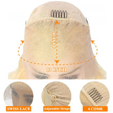 Load image into Gallery viewer, Bob 613 Blonde Short Straight Full Frontal Lace Human Hair Wigs 12 inch 13x4 13x6 HD Lace Front Hair Wigs for Black Women