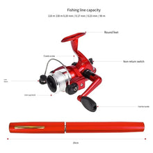 Load image into Gallery viewer, 20cm Portable Pocket Telescopic Mini Fishing Pole Pen Shape Folded Fishing Rod with Reel Wheel Portable Mini Fishing Rod