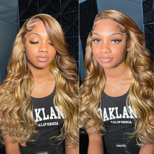 Load image into Gallery viewer, 13x6 Highlight Body Wave Lace Front Wig Human Hair 13x6 HD Transparent Lace Frontal Wig Remy For Black Women 180% Density