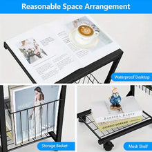 Load image into Gallery viewer, Adjustable C Table Side Table Bedroom Rolling End Table w/ Storage Basket Shelf